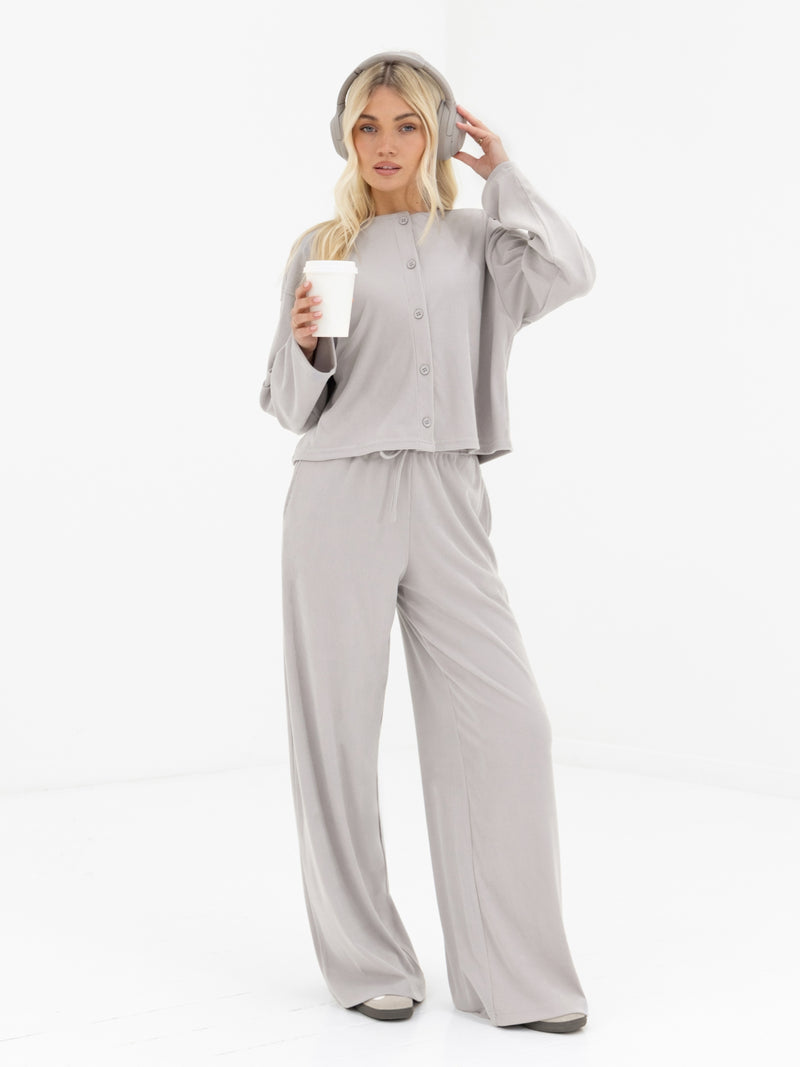 Alma Button Up Cardigan - Hellgrau