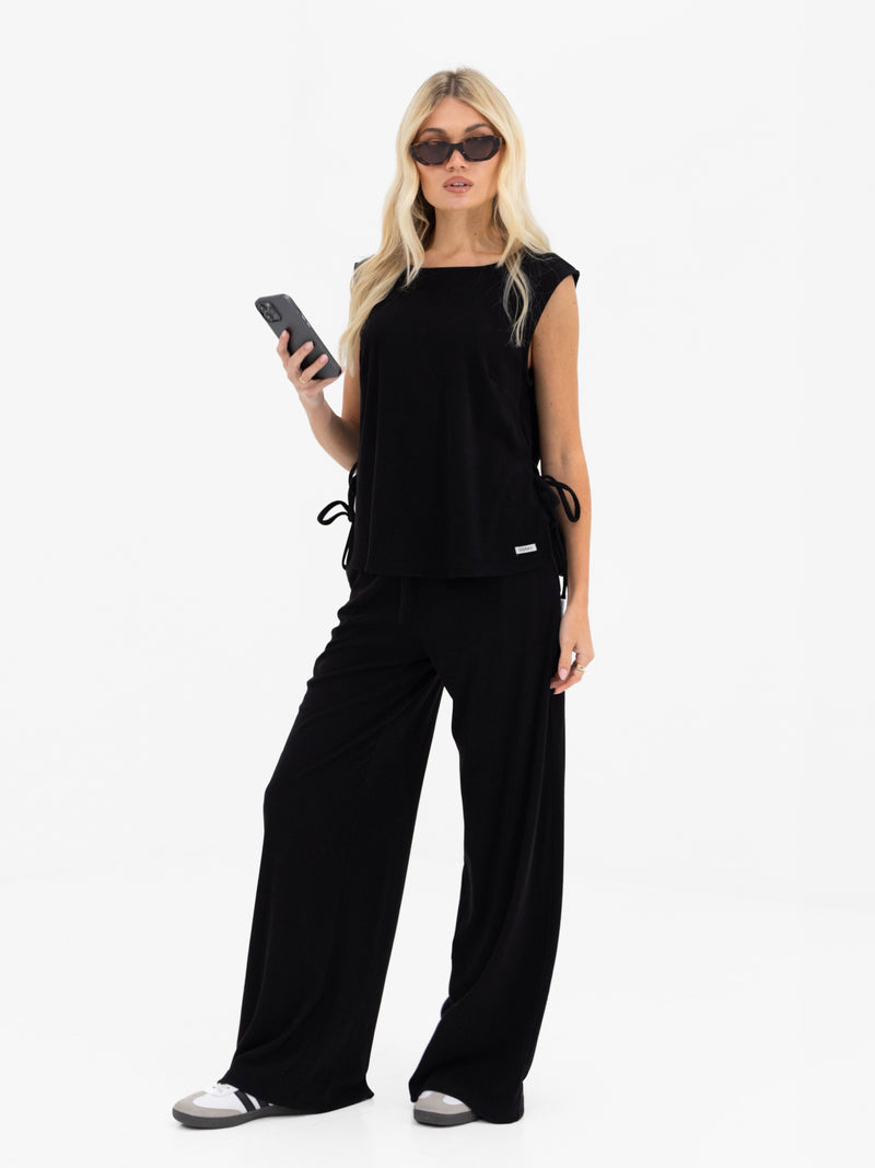 Alma Wide Leg Trousers - Schwarz