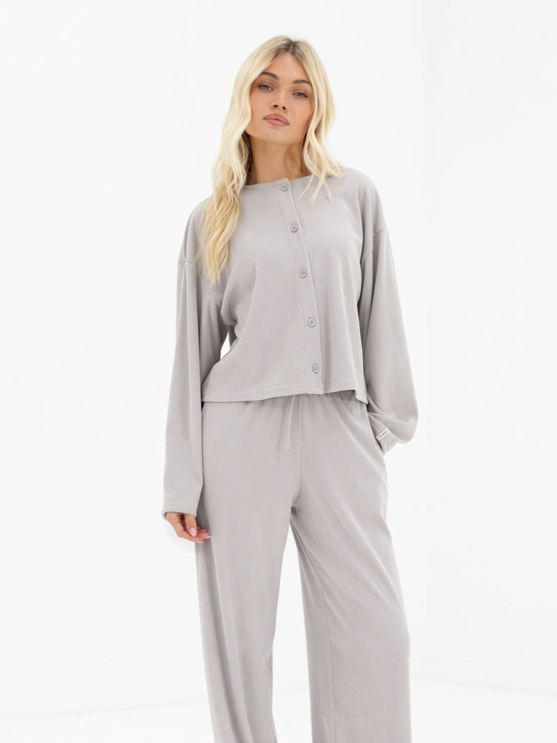 Alma Wide Leg Trousers - Hellgrau