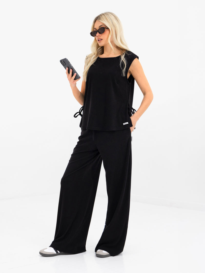 Alma Tie Up Vest - Schwarz