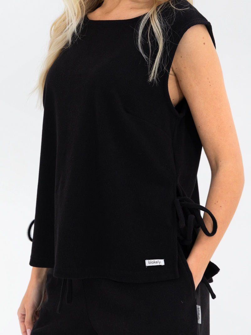 Alma Tie Up Vest - Schwarz