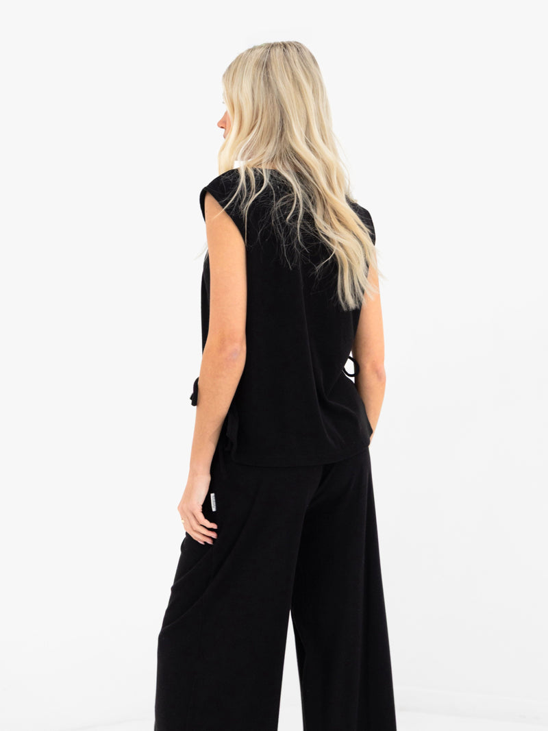 Alma Tie Up Vest - Schwarz