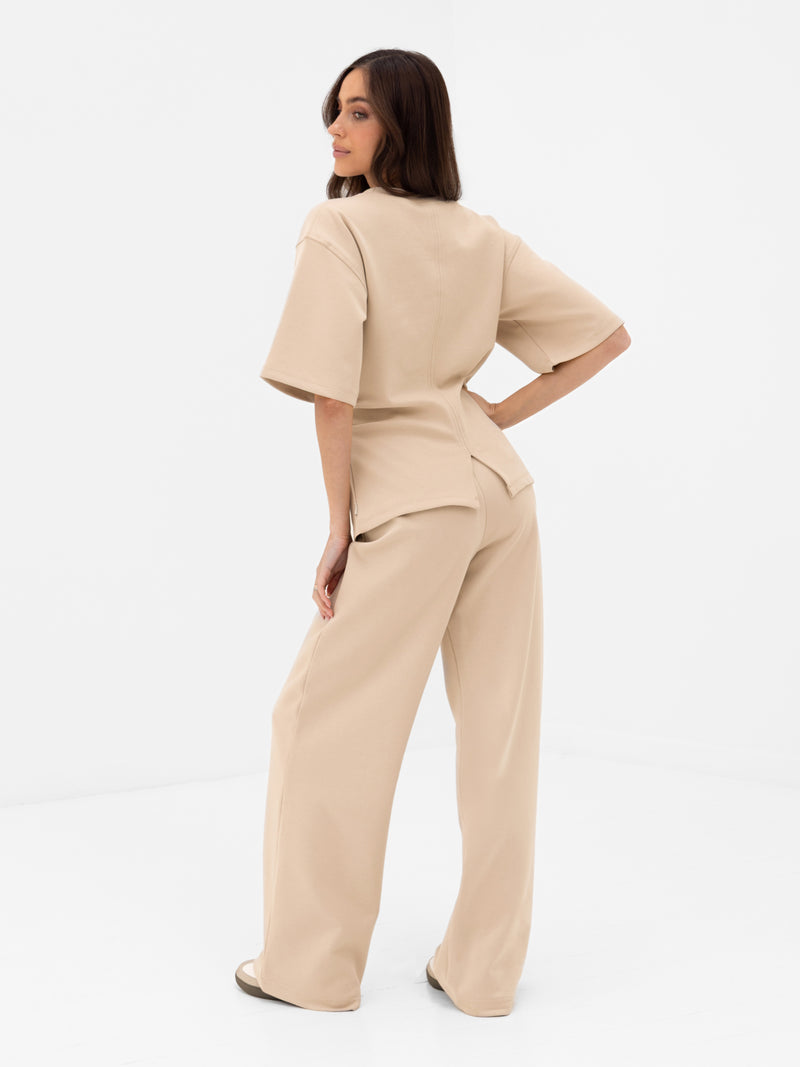 Emmy Wide Leg Trousers - Hellbraun