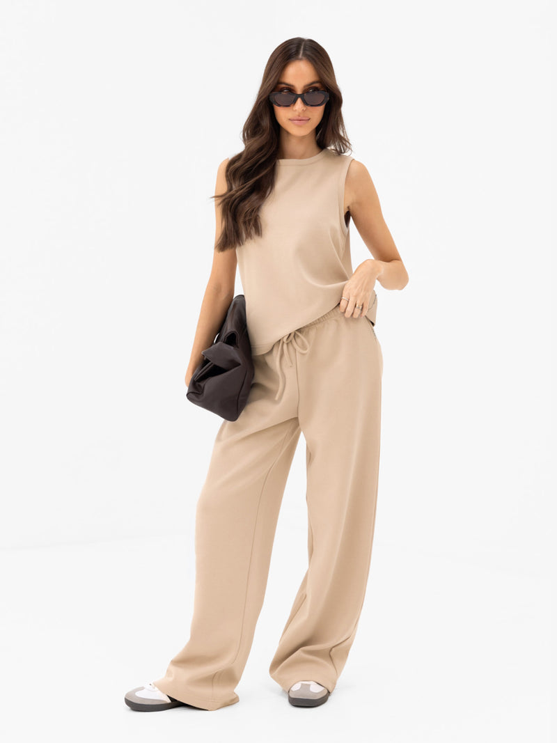 Emmy Wide Leg Trousers - Hellbraun