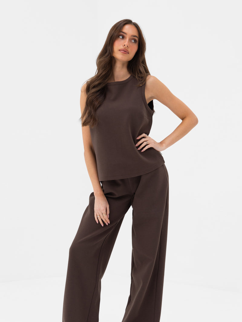 Emmy Button Up Vest - Mokka Bruin