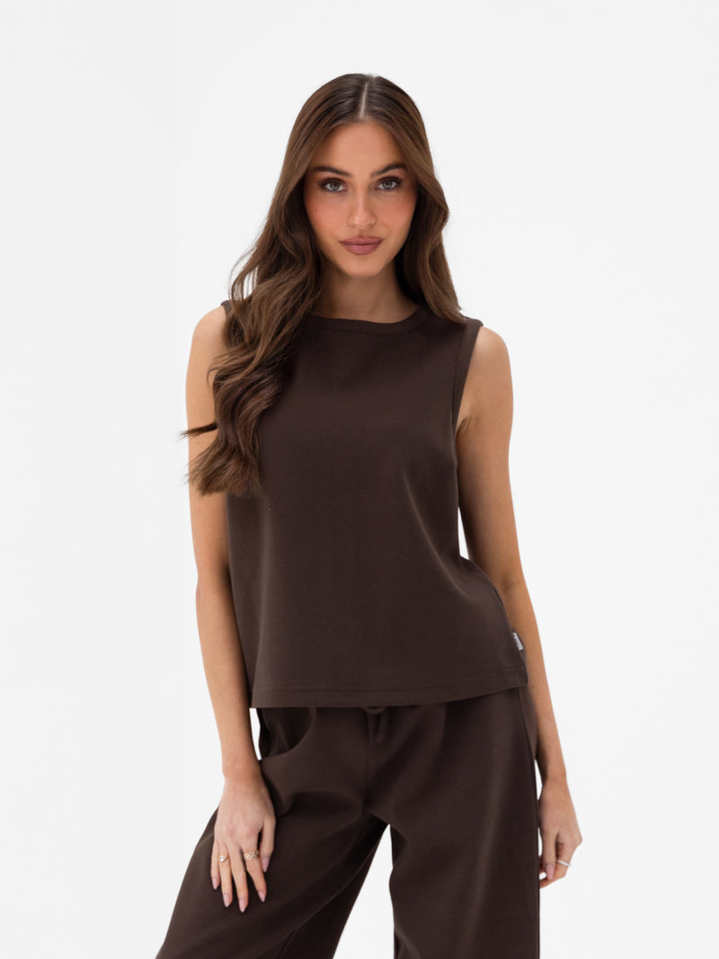 Emmy Button Up Vest - Mokka Bruin