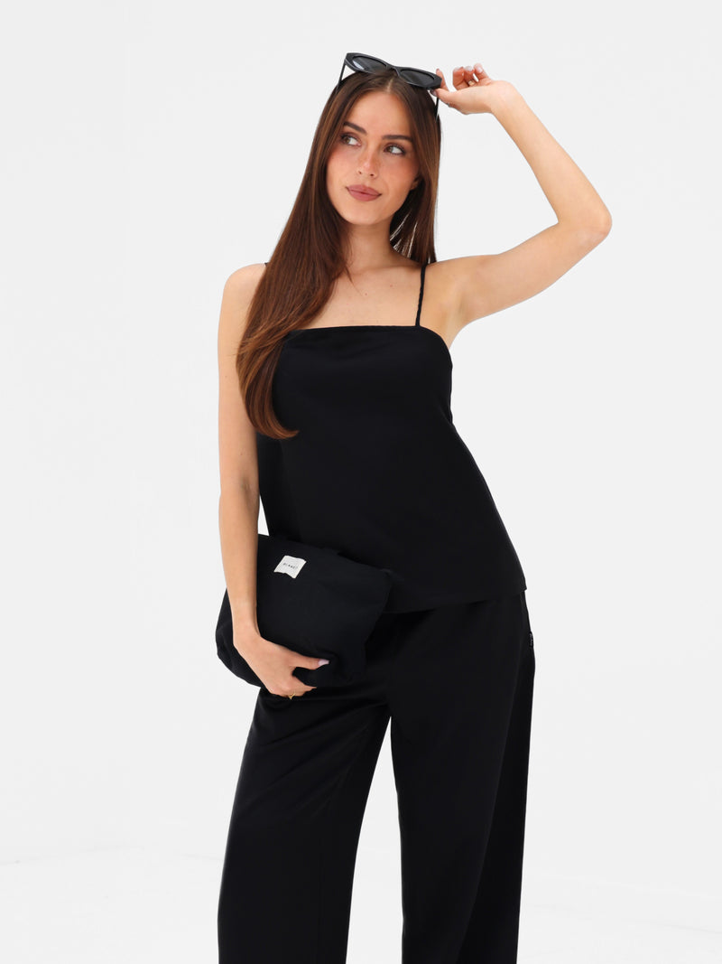 Thalia Satin Trousers - Zwart
