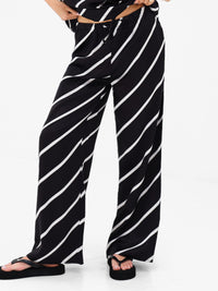 Thalia Satin Trousers - Schwarzer Streifen