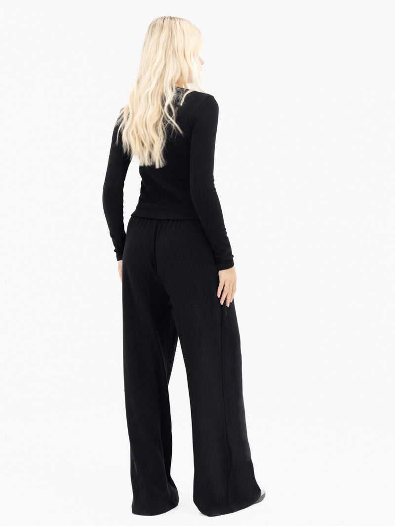 Ebony Wide Leg Trousers - Schwarz