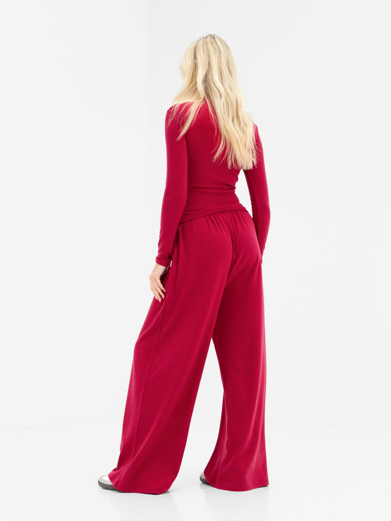 Ebony Wide Leg Trousers - Tiefrot