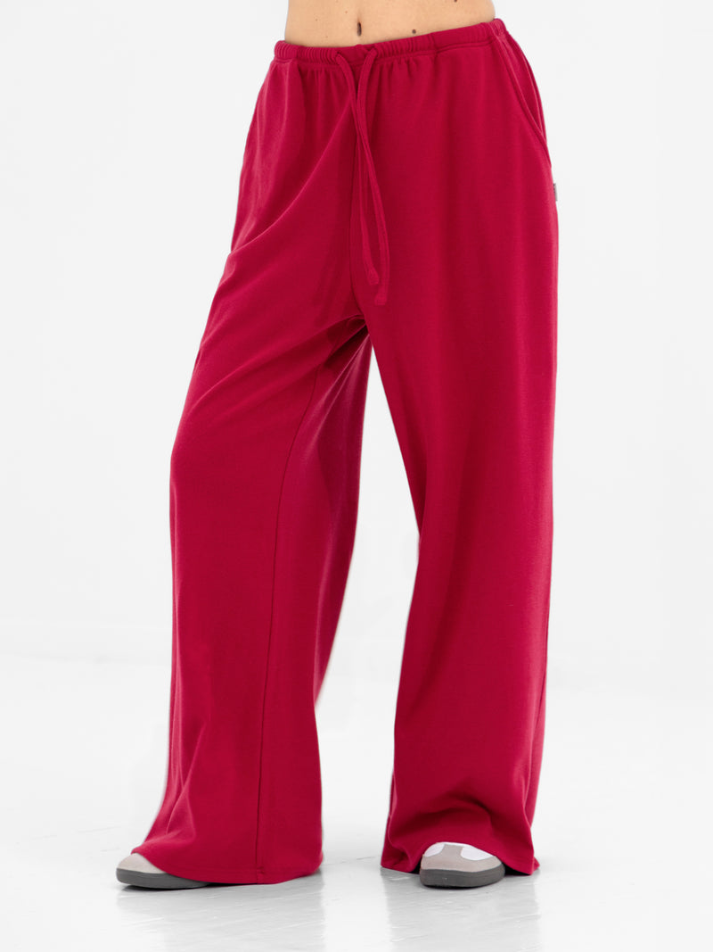 Ebony Wide Leg Trousers - Tiefrot