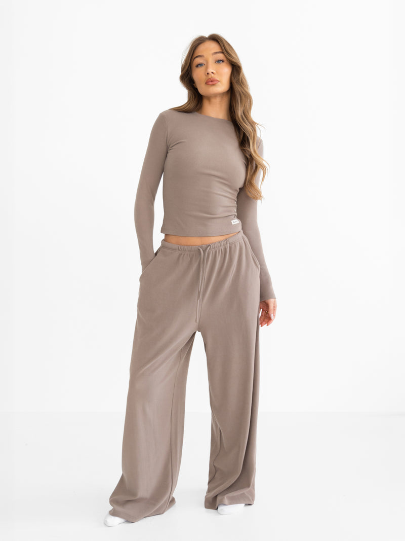 Ebony Wide Leg Trousers - Neutraal Taupe