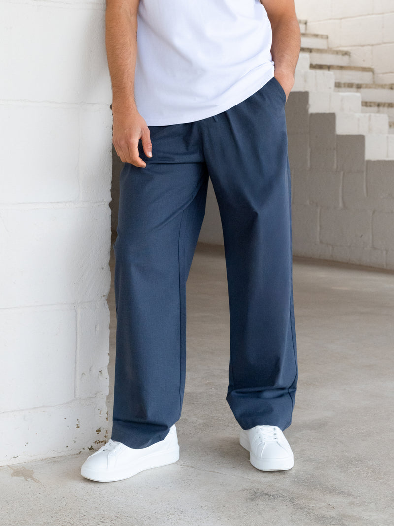 Jude Relaxed Linen Trousers - Dark Blue
