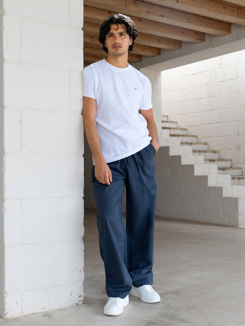 Jude Relaxed Linen Trousers - Dark Blue