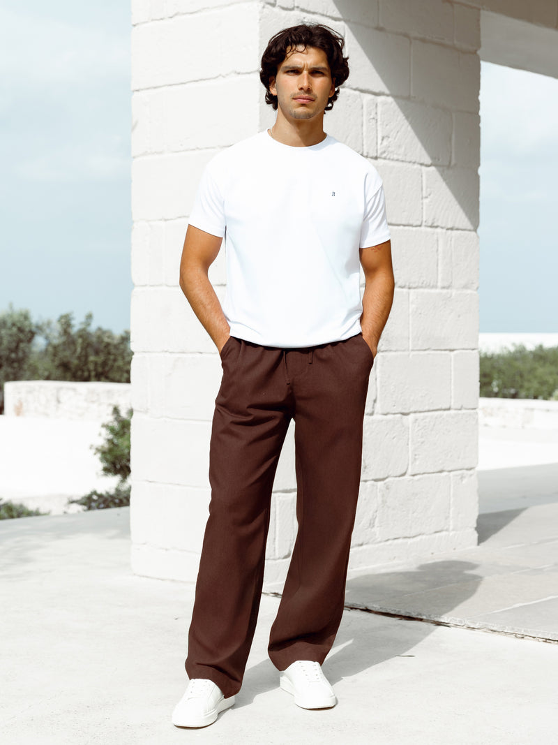 Jude Relaxed Linen Trousers - Dark Brown