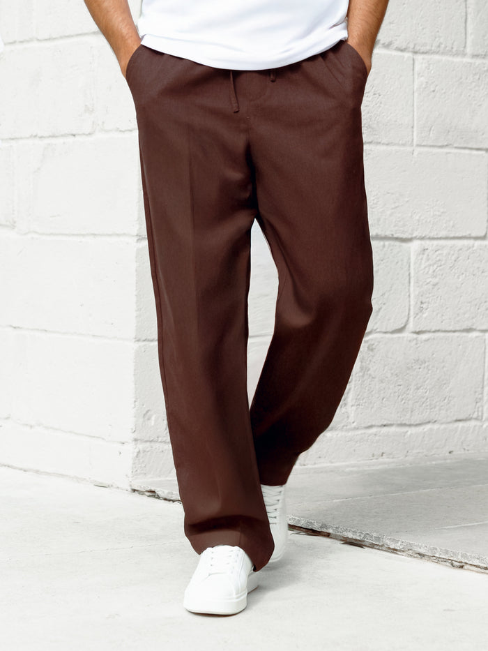Jude Relaxed Linen Trousers - Dark Brown
