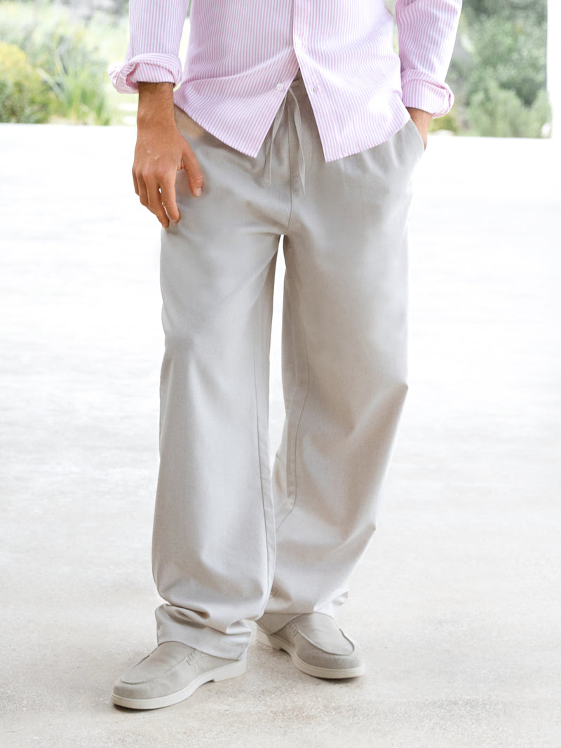 Jude Relaxed Linen Trousers - Hellbeige