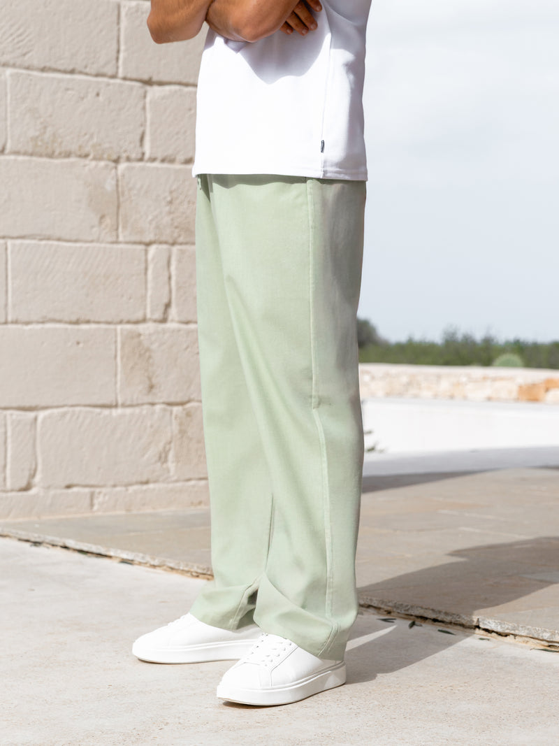 Jude Relaxed Linen Trousers - Sage Green