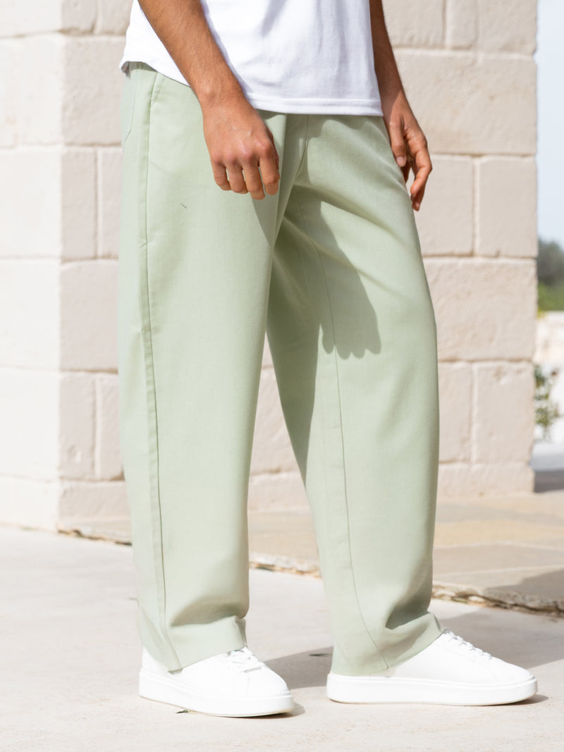 Jude Relaxed Linen Trousers - Sage Green