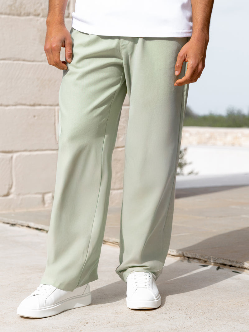 Jude Relaxed Linen Trousers - Sage Green