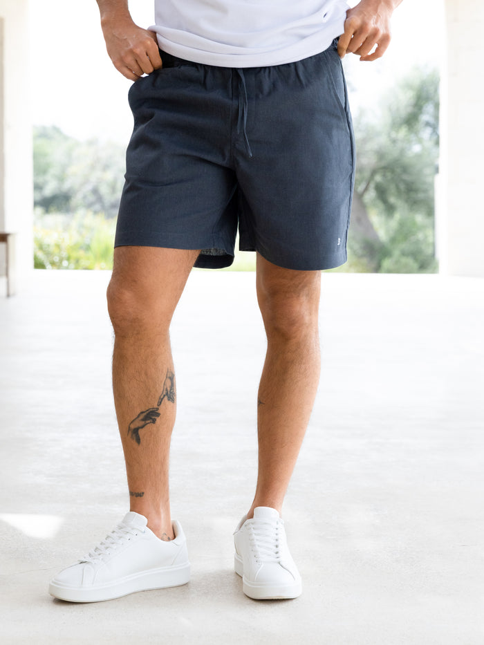 Jude Relaxed Linen Shorts - Donkerblauw
