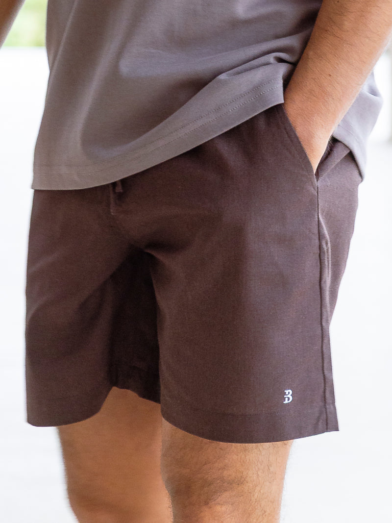 Jude Relaxed Linen Shorts - Dark Brown