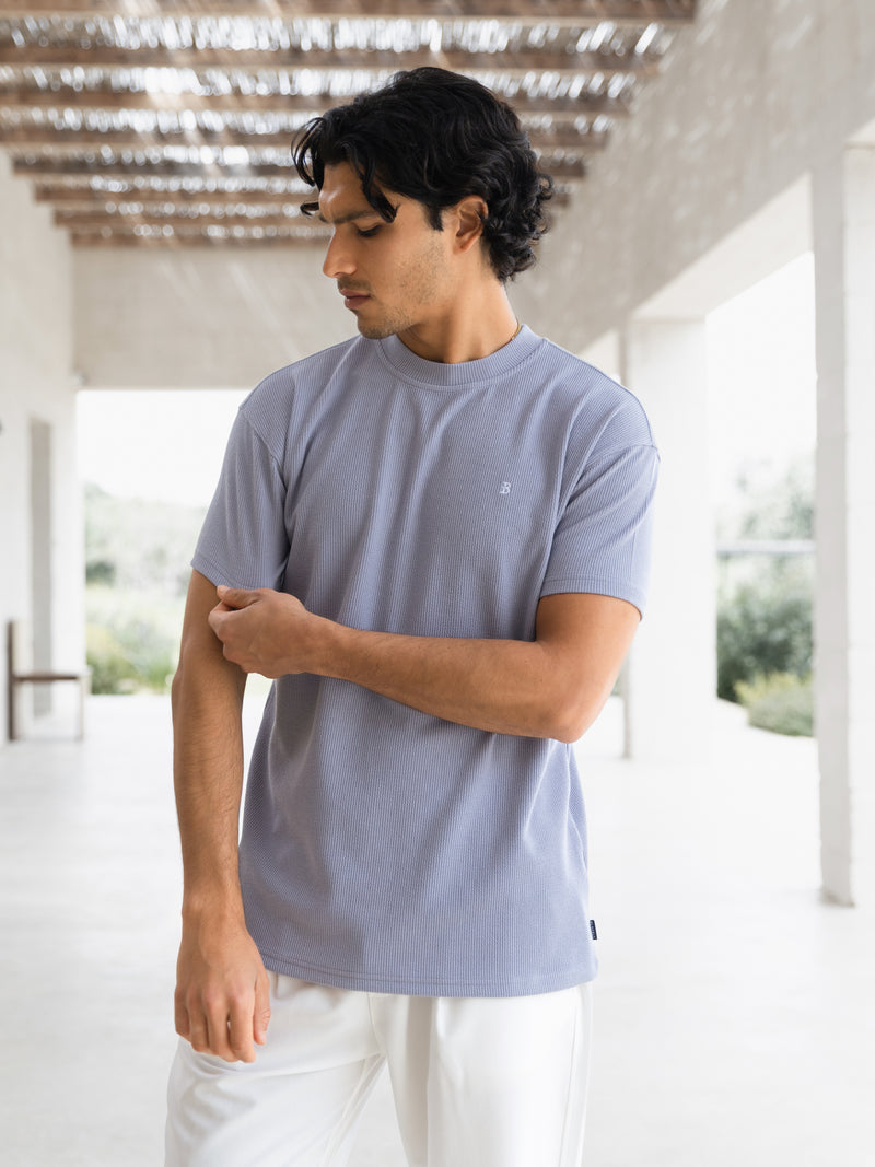 Aidan Relaxed Textured T-Shirt - Paars