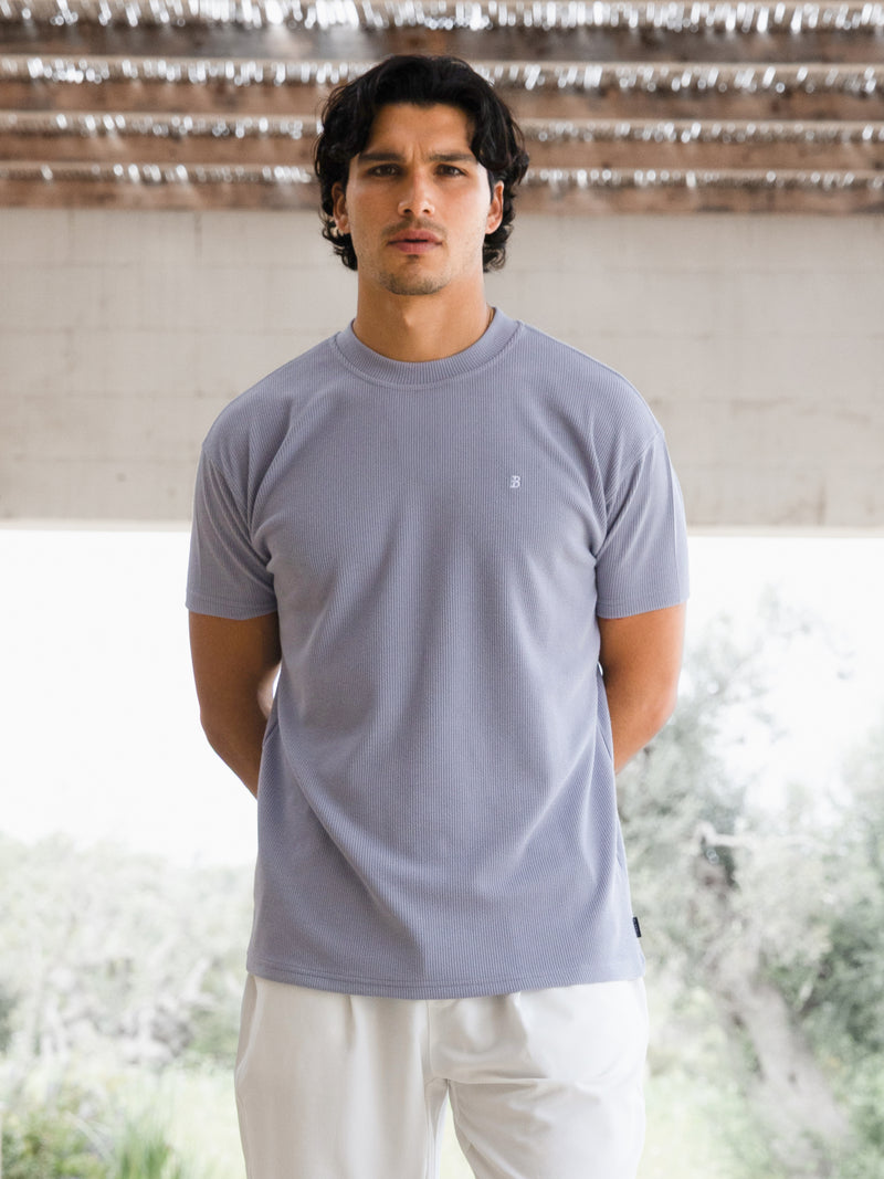 Aidan Relaxed Textured T-Shirt - Paars