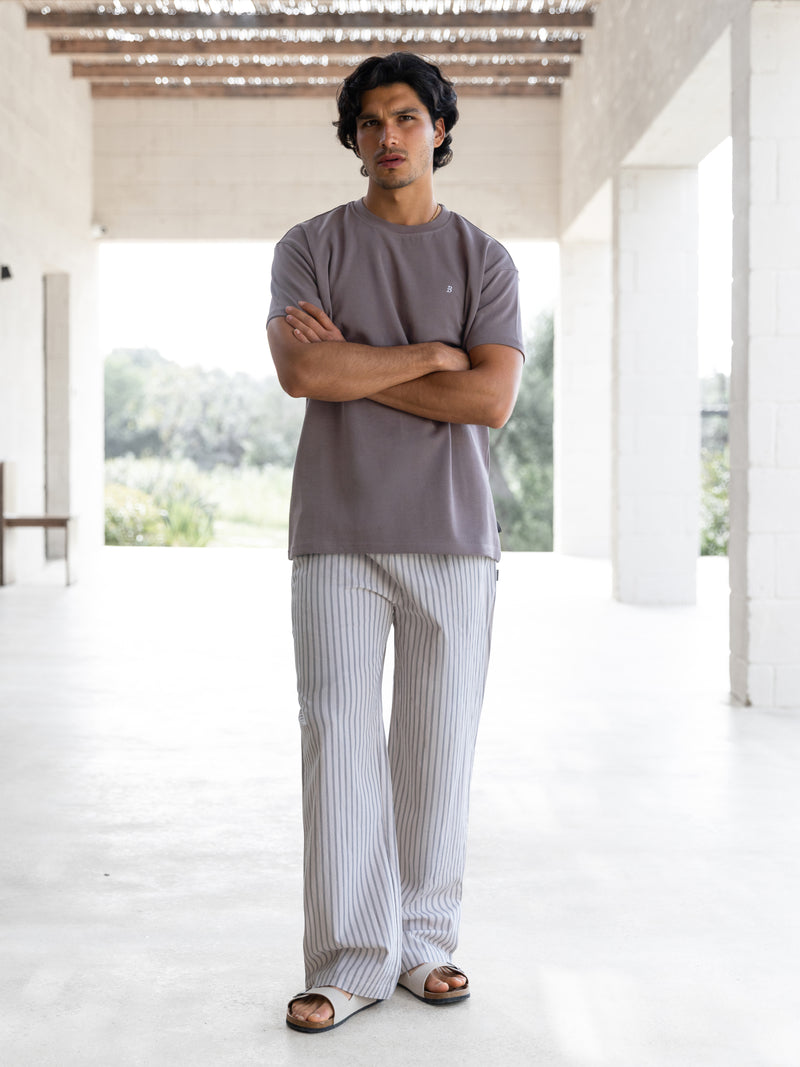 Jonah Relaxed Stripe Trousers - Beige