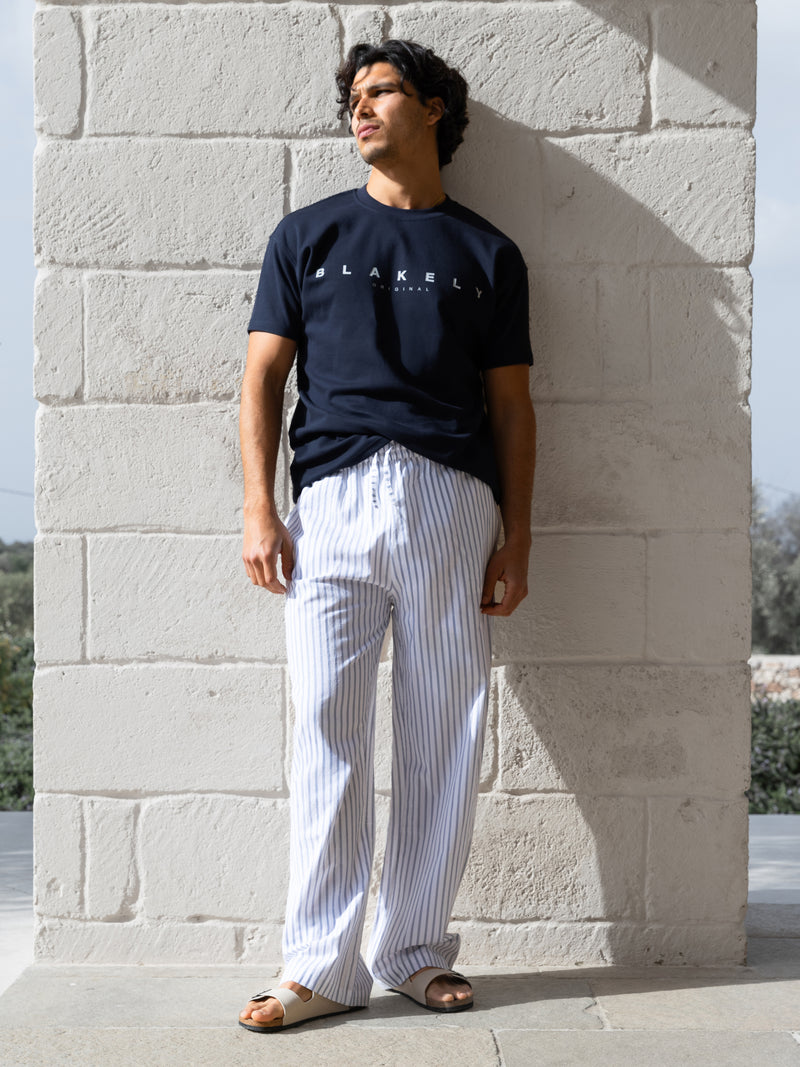Jonah Relaxed Stripe Trousers - White