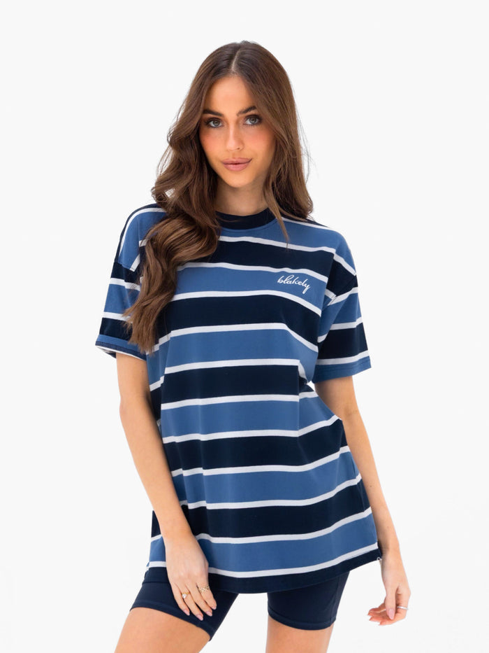 Skye Oversized Stripe T-Shirt - Blue Mix