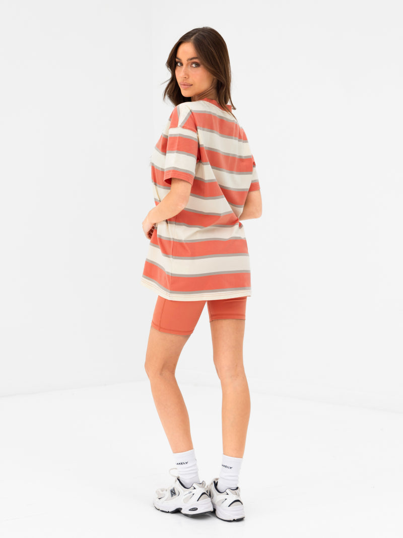 Skye Oversized Stripe T-Shirt - Orange Mix