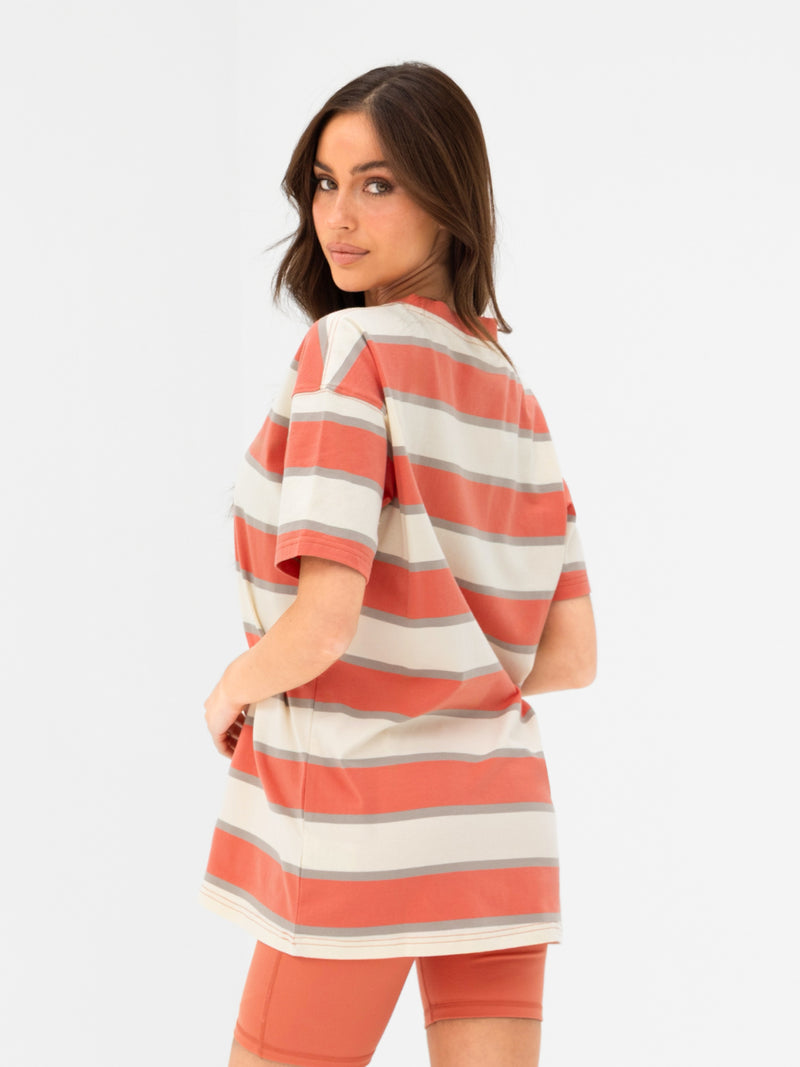 Skye Oversized Stripe T-Shirt - Orange Mix