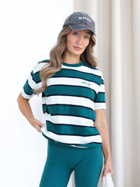 Skye Oversized Stripe T-Shirt - Grüne Mischung