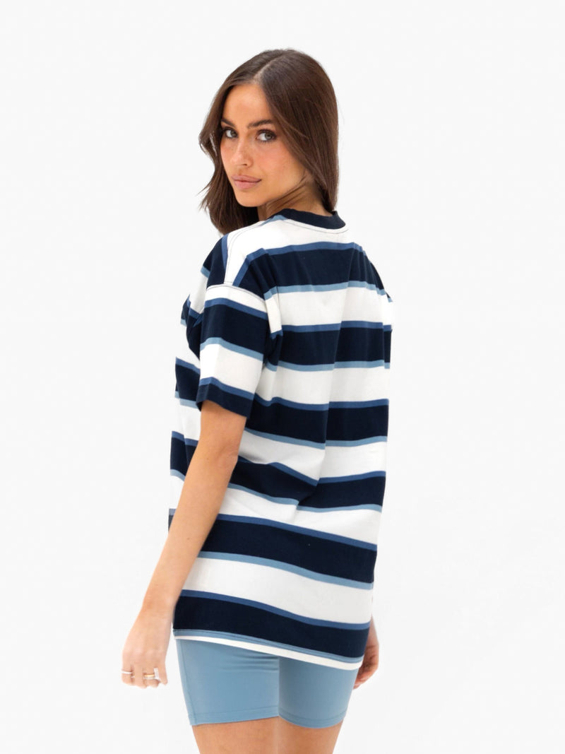 Skye Oversized Stripe T-Shirt - Navy Mix