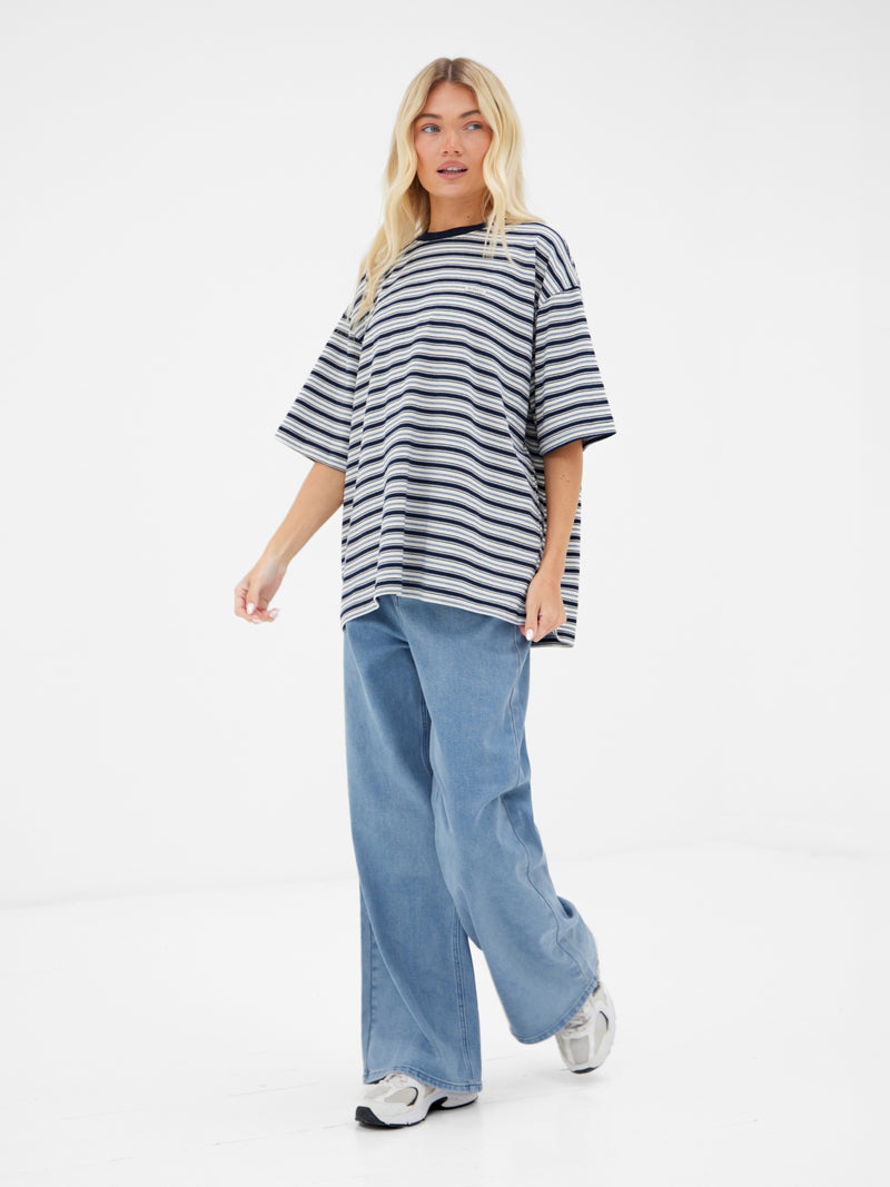 Sasha Stripe T-Shirt - Marineblauer Streifen