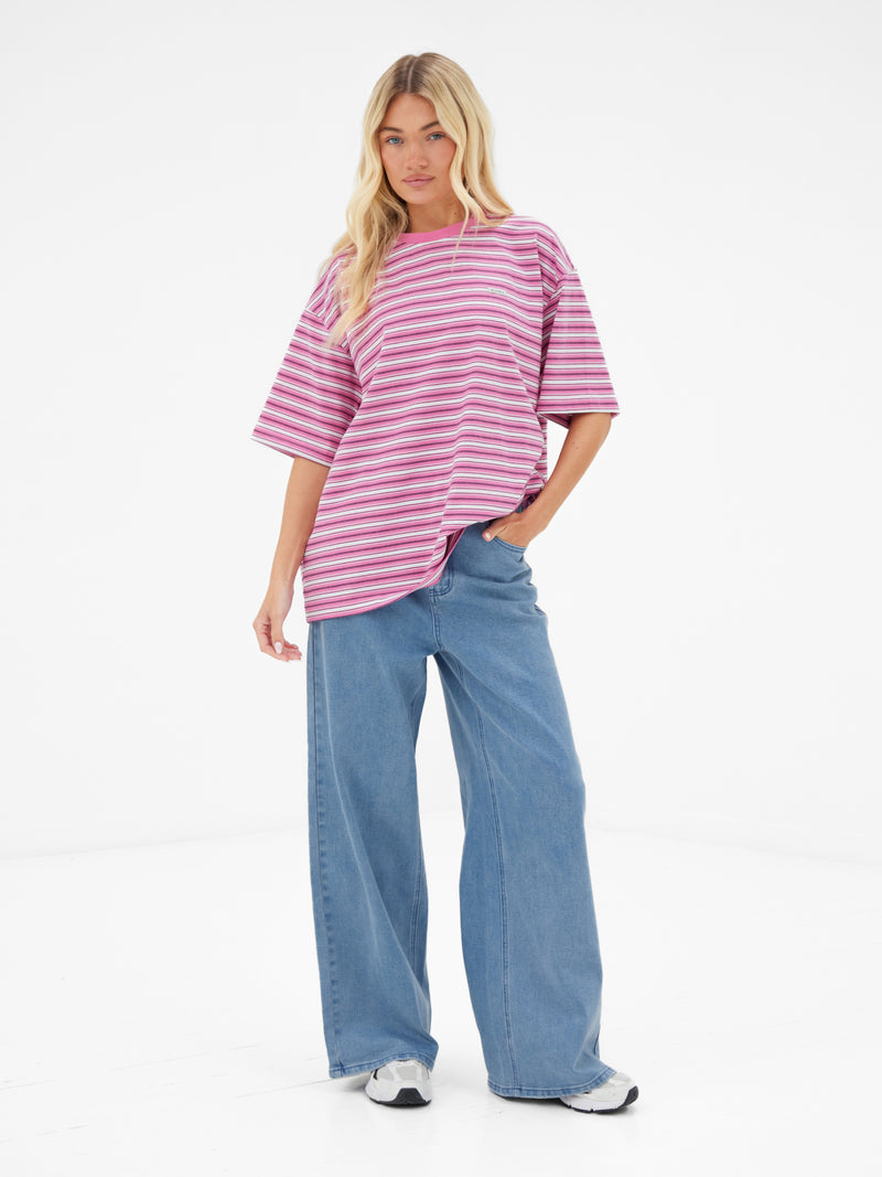 Sasha Stripe T-Shirt - Rosa Streifen