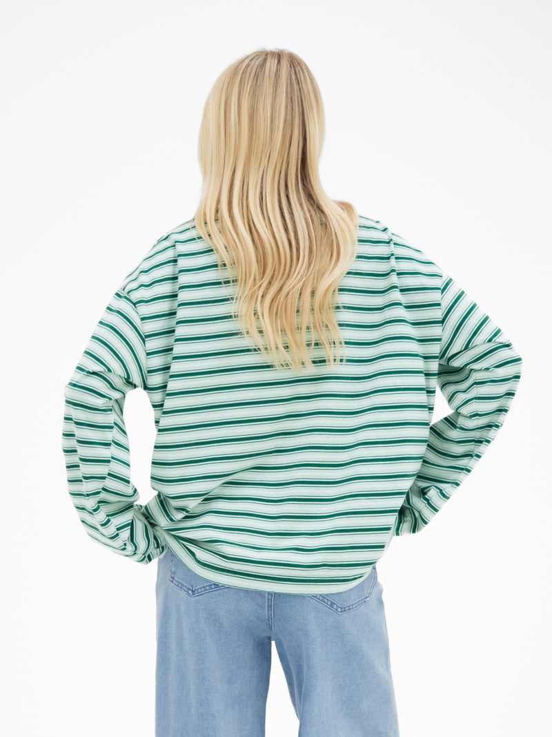 Sasha Stripe Long Sleeve Top - Grüner Streifen