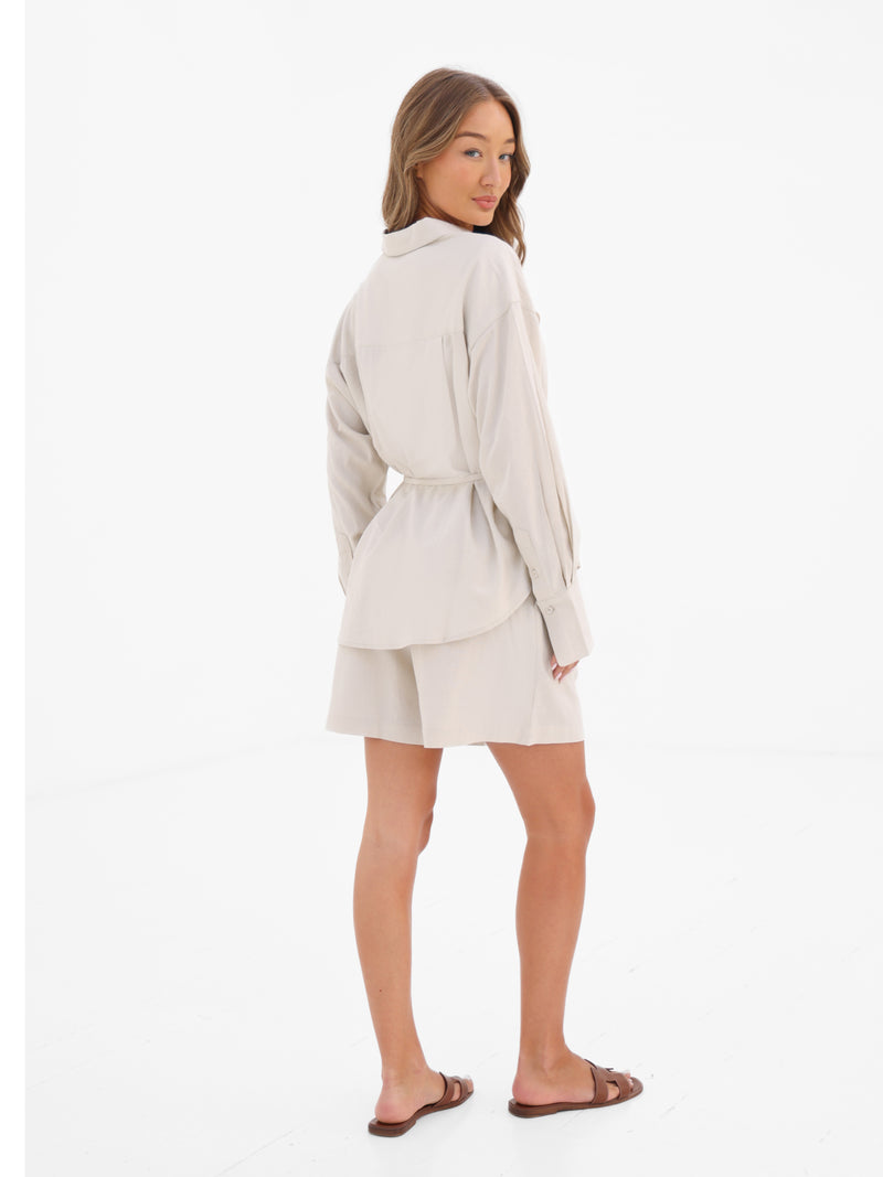 Alessia Linen Shorts - Cremefarben
