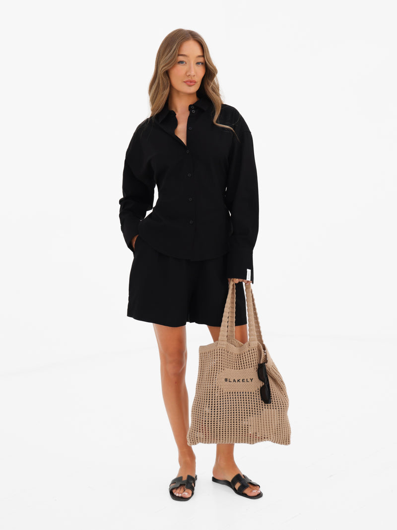 Alessia Linen Shorts - Schwarz