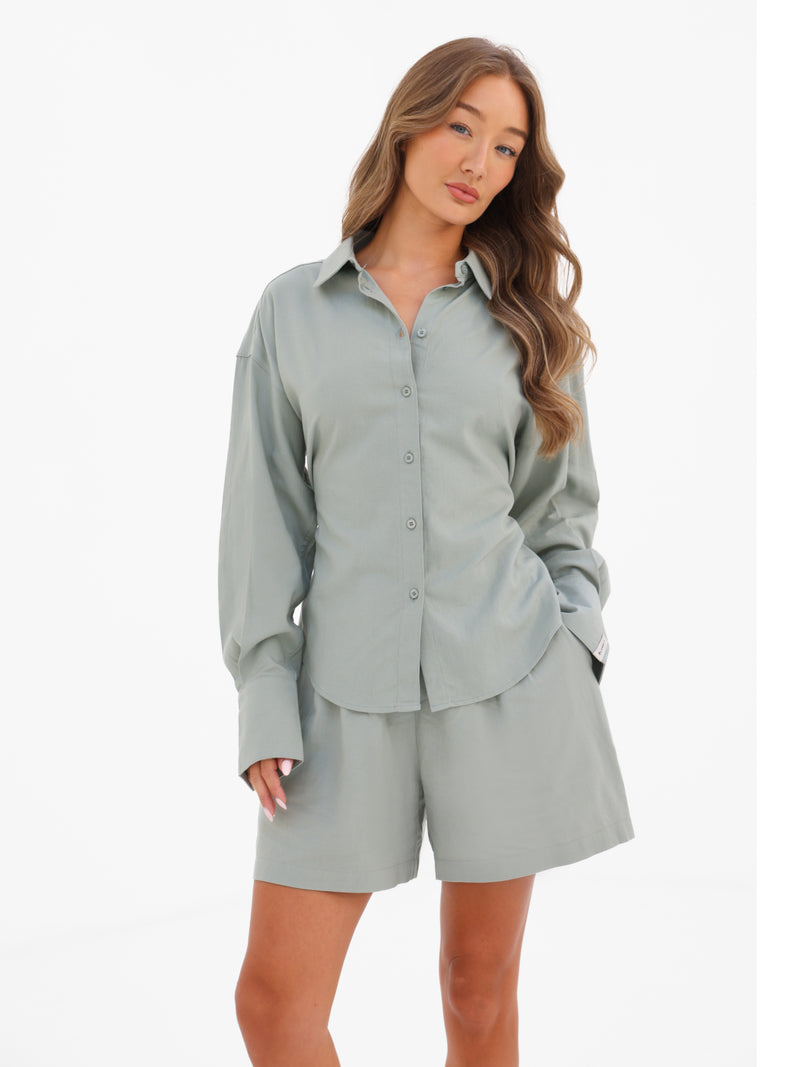Alessia Linen Shorts - Weicher Salbei