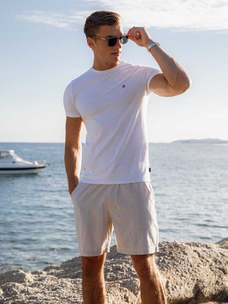 *UNRELEASED* 4406 Gestreepte herenshorts - Beige/wit