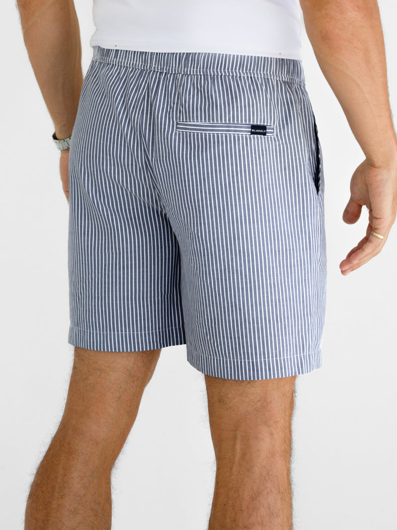 *UNRELEASED* 4406 Gestreepte herenshorts - Marine/Wit