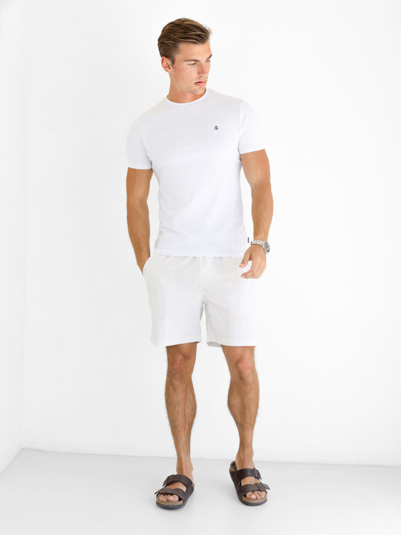 *UNRELEASED* 4406 Heren gestreepte shorts - wit/beige