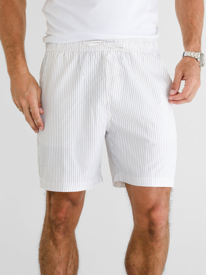 *UNRELEASED* 4406 Heren gestreepte shorts - wit/beige