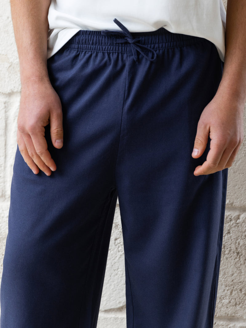 *UNRELEASED* 4469 Vlaslinnen herenbroek - Marineblauw