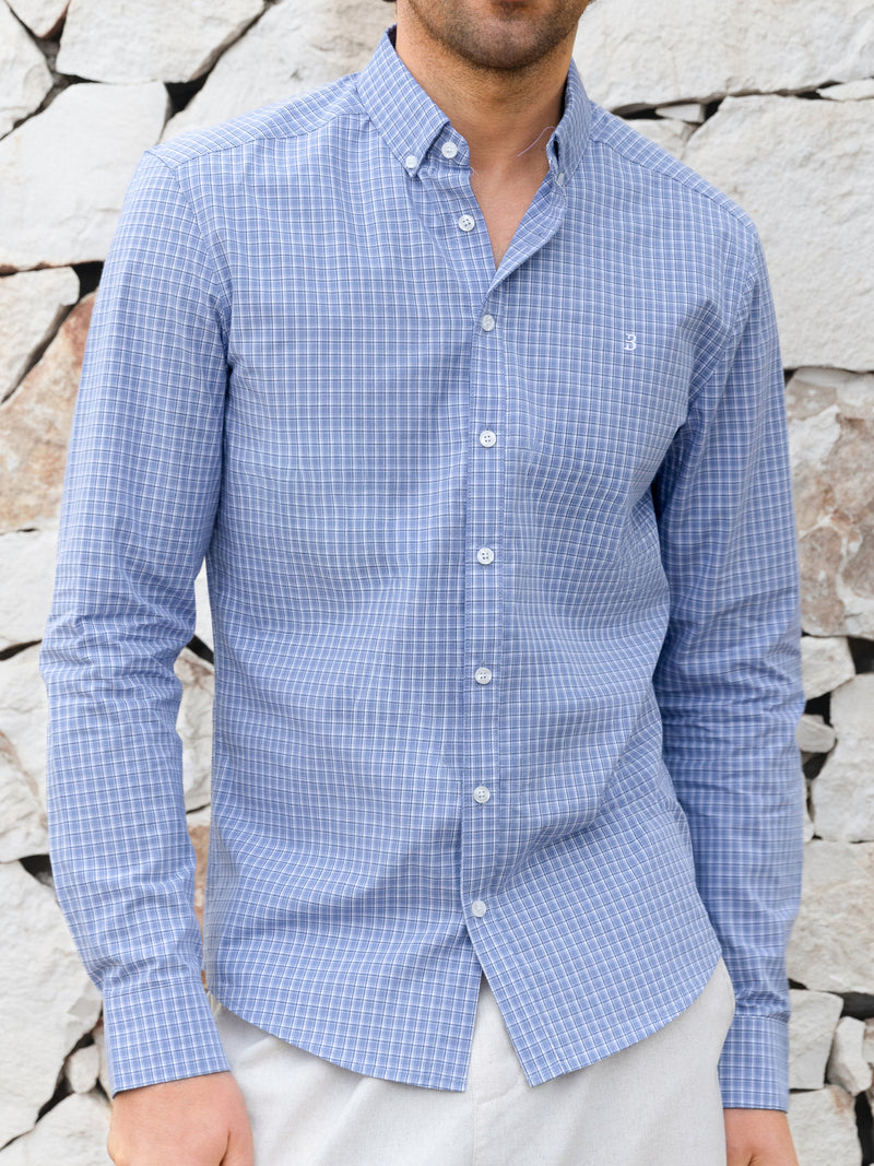 *UNRELEASED* 4470 Geruit herenoverhemd - Middenblauw