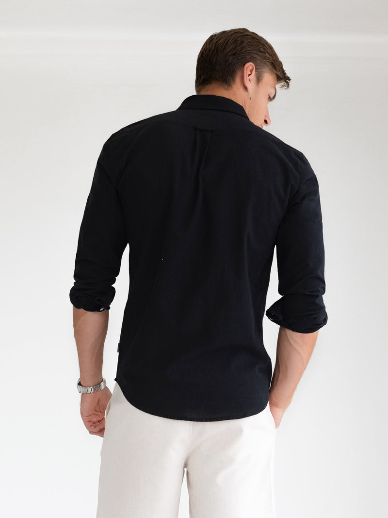 Rowan Long Sleeve Cotton Shirt - Schwarz