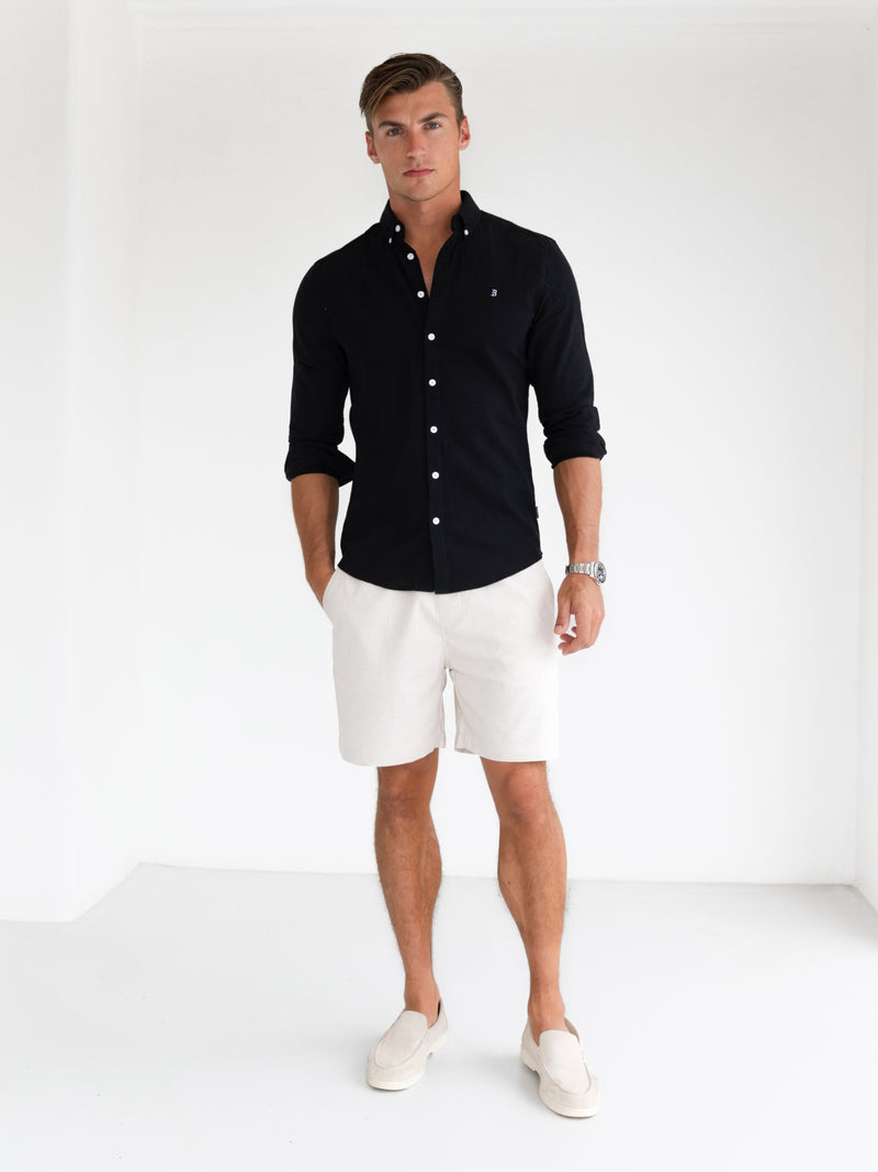 Rowan Long Sleeve Cotton Shirt - Schwarz