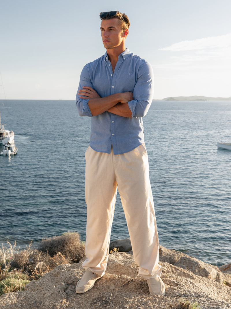 Rowan Long Sleeve Cotton Shirt - Blau